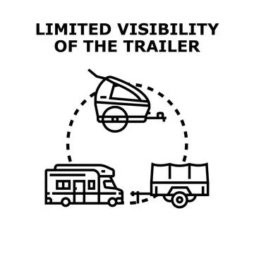 Limited visibility of trailer while towing vehicle Stock Illustration
