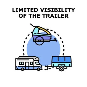 Limited visibility of trailer while towing vehicle Stock Illustration