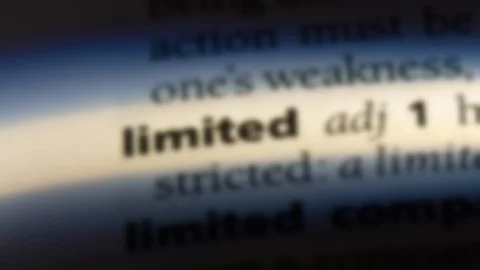 Limited word in a dictionary. Stock Footage 99562249