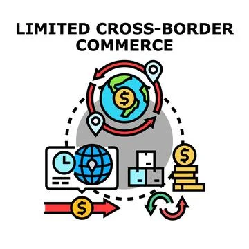 Limiting cross border commerce and international trade transactions Stock Illustration