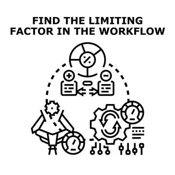 Limiting factor finding in business workflow process Illustrazione stock