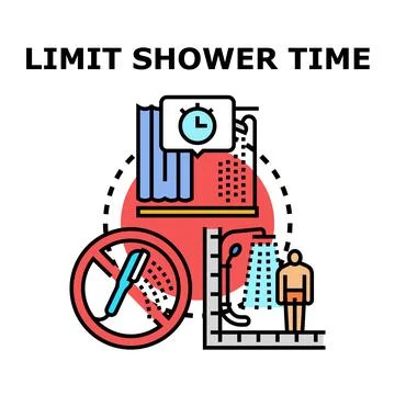 Limiting shower time for water saving and sustainability Stock Illustration