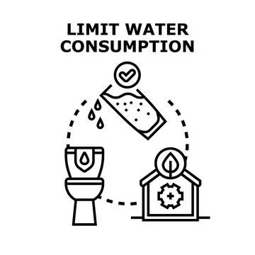 Limiting water consumption to conserve resources Stock Illustration