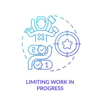 Limiting work in progress blue gradient concept icon Stock Illustration