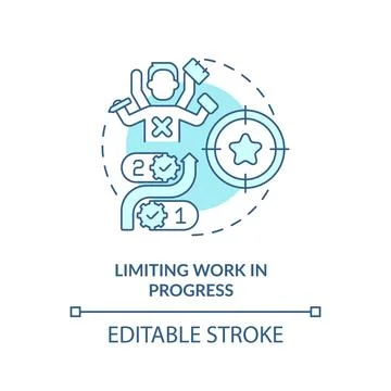 Limiting work in progress soft blue concept icon Stock Illustration