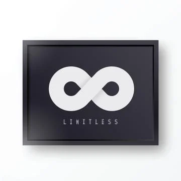 Limitless Abstract Vector Symbol Icon or Logo in Stylish Black Realistic Frame Stock Illustration