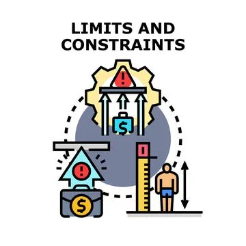 Limits and constraints challenging individual and business growth Stock-Illustration
