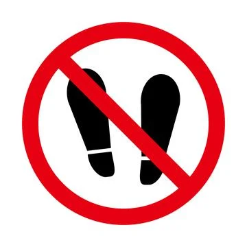 Off-limits icon. Footprints and stop sign. Vector. Stock Illustration