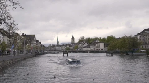 Limmat District 1 ferry Video stock 89178181