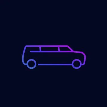Limo car line icon for web vector Stock Illustration