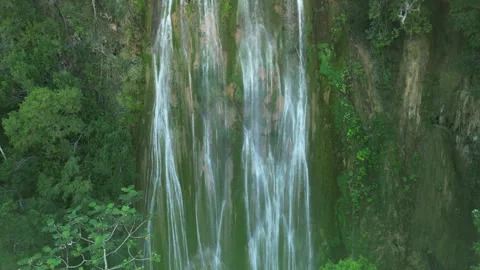 Limon waterfall light through trees 06 Video stock 328372243