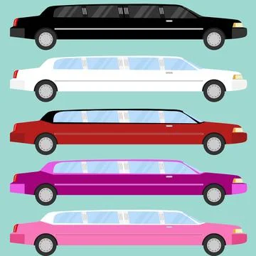 Limousine, a large set of limousines Stock Illustration