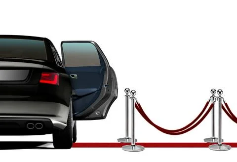 Limousine on red carpet arrival Stock Photos