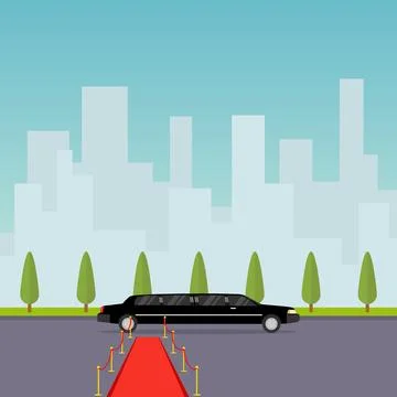 Limousine with a red carpet Stock Illustration