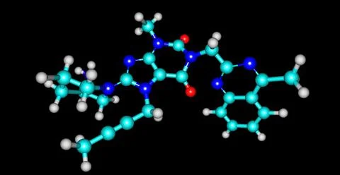 Linagliptin molecular structure isolated on black Stock Illustration