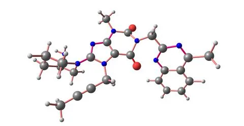Linagliptin molecular structure isolated on white Stock Illustration