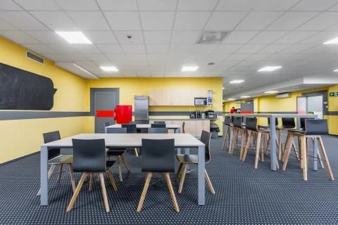 Linchroom interior with kitchenette Stock Photos