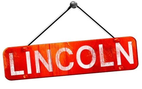 Lincoln, 3D rendering, a red hanging sign Stock Illustration