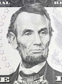 Lincoln Abraham  portrait on dollar bill Stock Photos