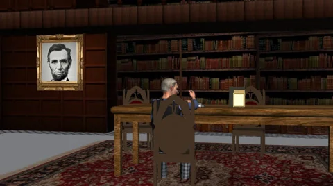 Lincoln Comes Alive in the Library Stock Footage 32494464