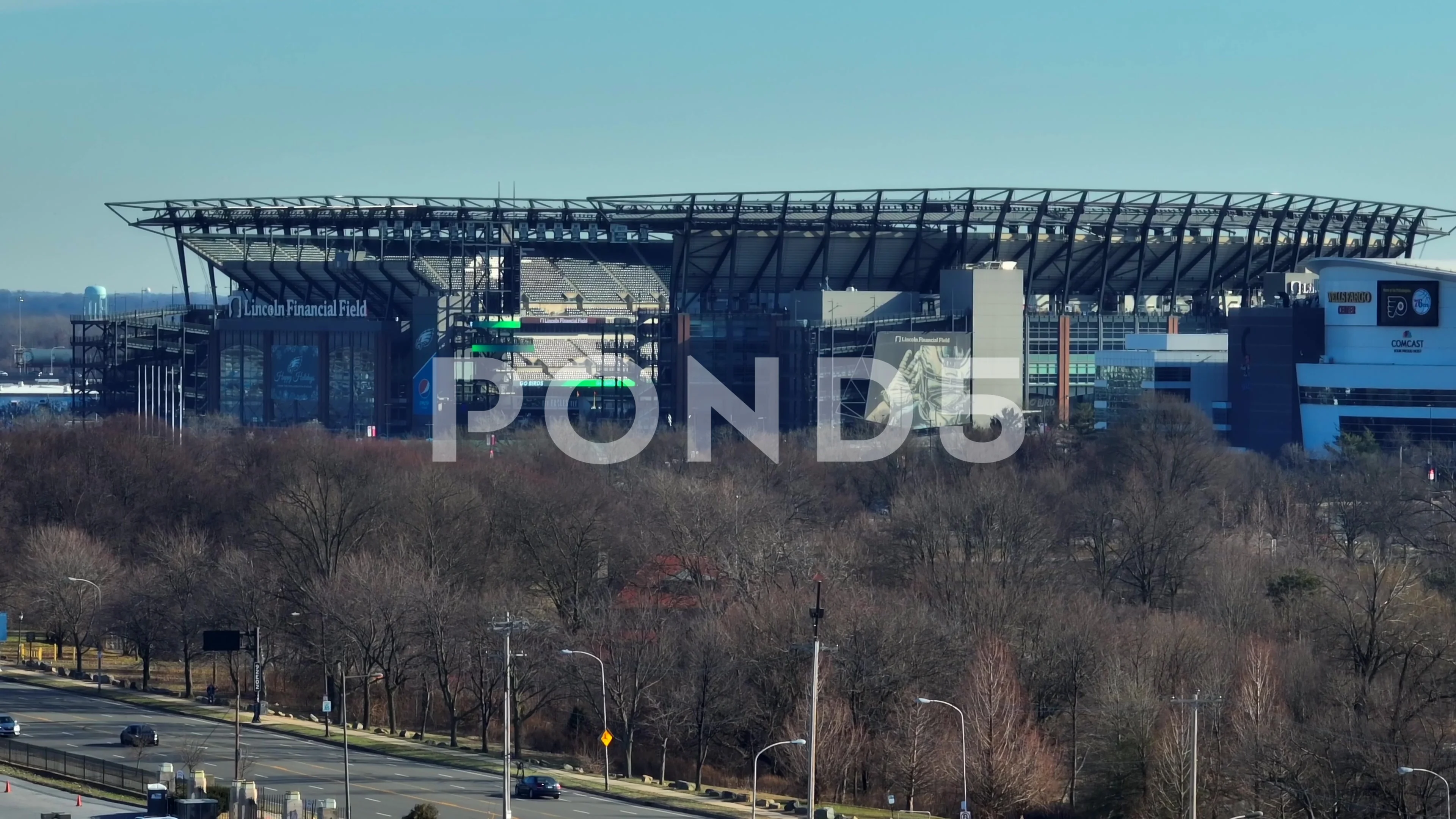 Wide-angle shot of an empty Lincoln Financial Field, home stadium