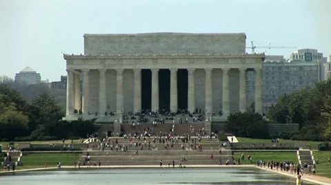 Lincoln Memorial and reflecting pool, Washington D.C. Stock Footage 7731319