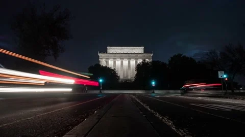 LINCOLN MEMORIAL EVENING TIMELAPSE Stockbeeldmateriaal 239014257
