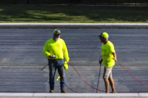 Lincoln Memorial Reflecting Pool drained for repairs, Washington, USA - 24 Jul 2 Foto stock
