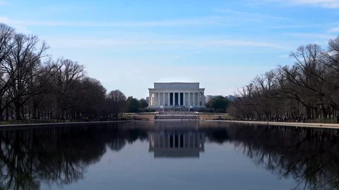 Lincoln Memorial &amp; Reflecting Pool Stock Footage 86692075