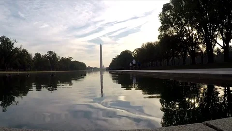 Lincoln Memorial Reflecting Pool w/ Washington Memorial - Washington, D.C. Video stock 71008719
