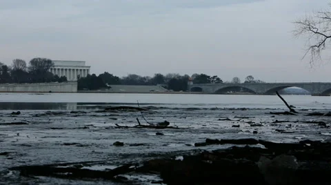 Lincoln Memorial Slider Shot Winter Stock Footage 34692004