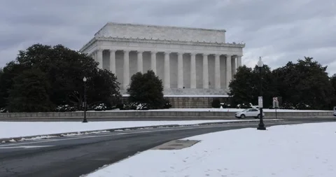 The Lincoln Memorial in the snow Stock Footage 147753734