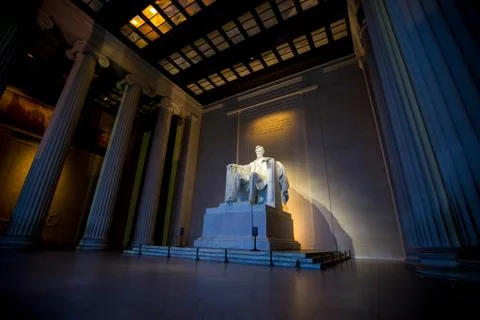 Lincoln Memorial in Washington DC at dawn and sunset Stock Photos