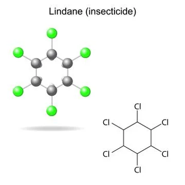 Lindane - model and formula of insecticide Иллюстрация