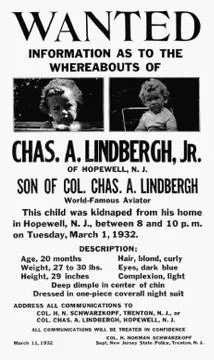 Lindbergh kidnapping poster - 1932 Stock Photos