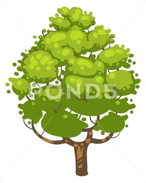 Linden icon. Cartoon green growing tree symbol: Royalty Free #205312854