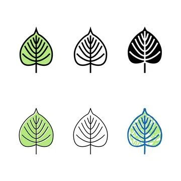 Linden leaf color icon vector stylized Stock Illustration