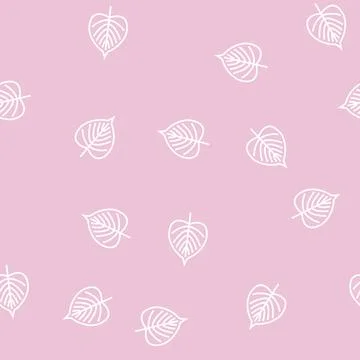 Linden leaf line seamless pattern Stock Illustration