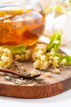 Linden tea close-up. Foto stock