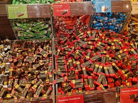Lindor chocolates in various flavors Stock Photos
