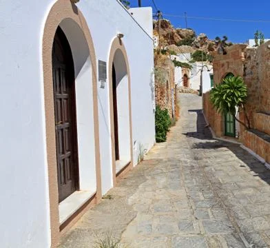 Lindos streets and passageways Stock Photos