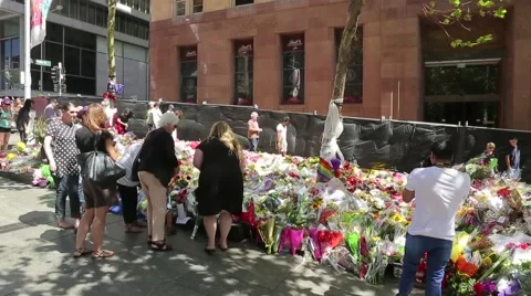 Lindt Cafe with mourners 스톡 동영상 45297565