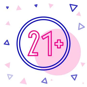 Line 21 plus icon isolated on white background. Adults content icon. Colorf.. Stock Illustration