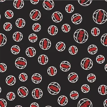Line 360 degree view icon isolated seamless pattern on black background. Virtual Stock Illustration