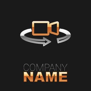 Line 360 degree view icon isolated on black background. Virtual reality. Angle Illustrazione stock