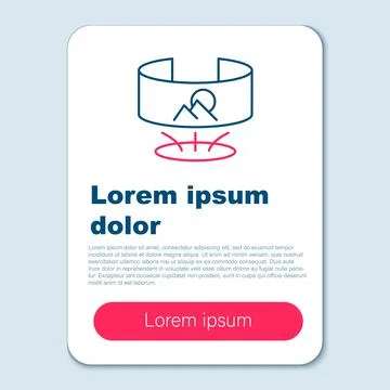 Line 360 degree view icon isolated on grey background. Virtual reality. Angle Illustrazione stock