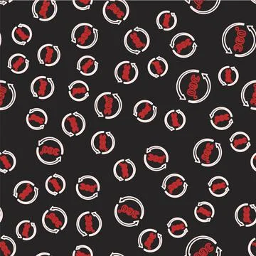 Line 360 degree view icon isolated seamless pattern on black background. Virtual イラスト素材