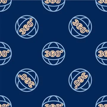 Line 360 degree view icon isolated seamless pattern on blue background. Virtu イラスト素材