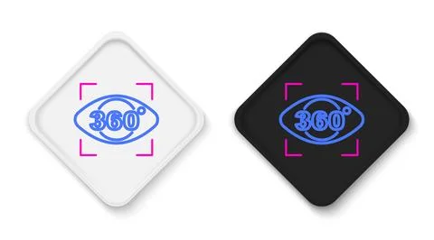 Line 360 degree view icon isolated on white background. Virtual reality. Angle Illustrazione stock