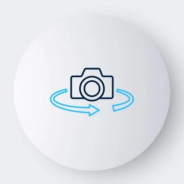 Line 360 degree view icon isolated on white background. Virtual reality. Angle Illustrazione stock